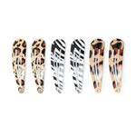 HD Novelty Hair Accessories Snap Hair Clips Glitter Bendies Sleepies 6Pcs 5CM Snap Hair Clips School Colours Hairclips Hair Christmas and Parties Accessories for Girls & Women (Animal Print)