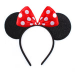 HD Novelty Cartoon Mouse Ears on Headband with Red Satin Bow and White Polka Dots - Perfect Costume Accessory for Fancy Dress, Parties, and Gifts (Red Polka)