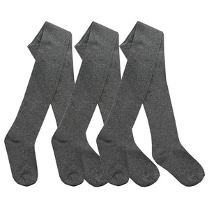 HD Novelty 3 Pairs Girls Cotton Rich Plain Tights Warm Soft Thick Formal Smart Casual Back to School Girl Tights