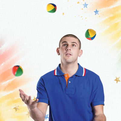 HD Novelty Set of 3 Juggling Balls - Circus Clown Colors - Learn to Juggle Toy for Kids & Adults