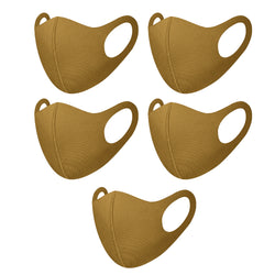 HD Novelty Pack of 5 Face Mask Washable Reusable Dustproof Cloth Mouth Cover Covering For Women Outdoors Indoors Cycling Golden